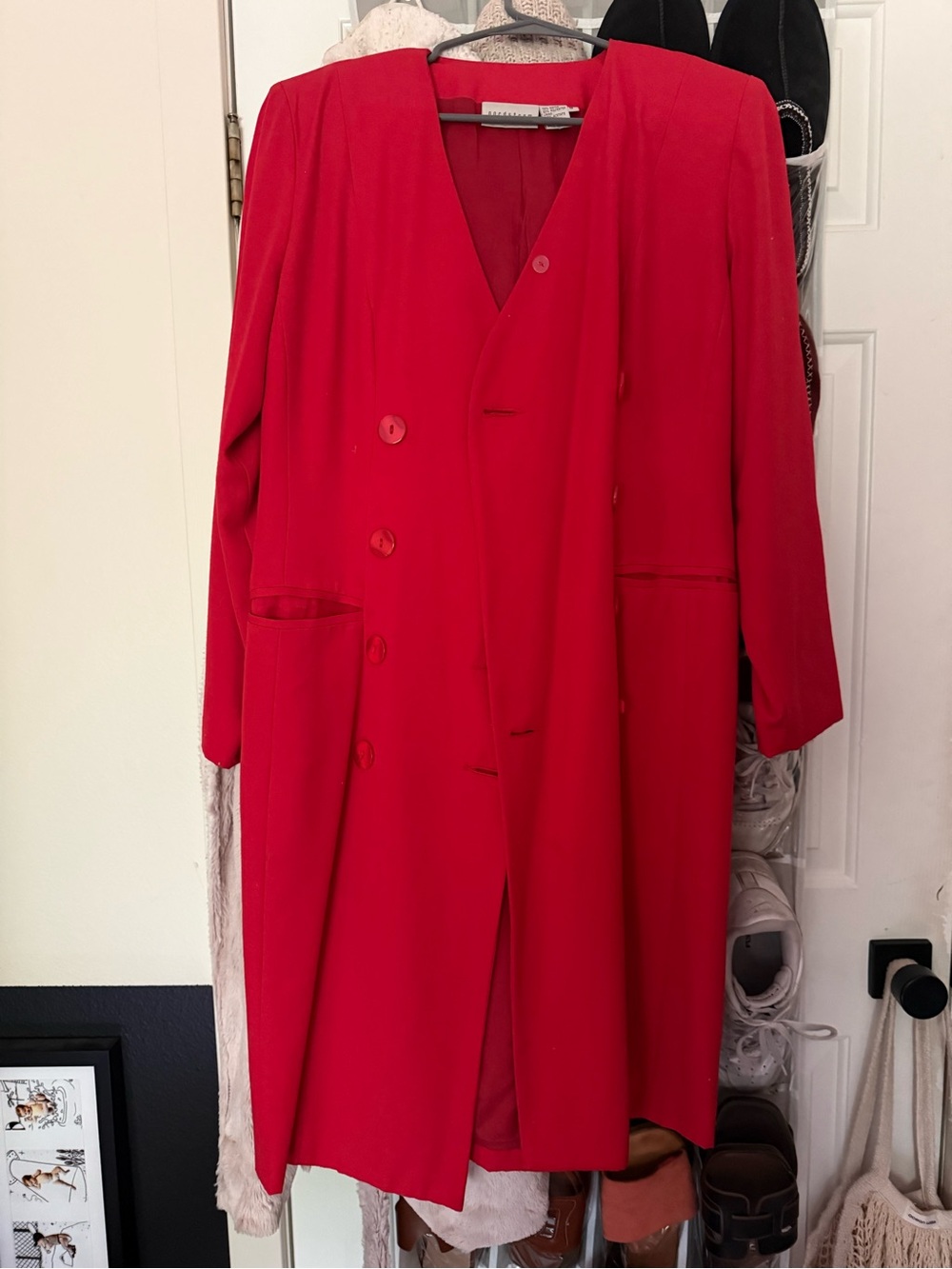 Nordstrom Red Double-Breasted Longline Trench Coat